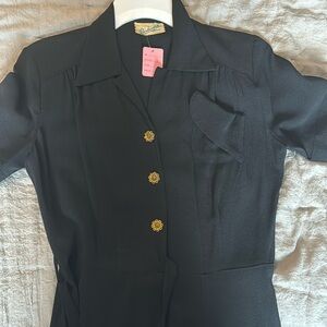 Vintage 1940s dress black, comes with original tie.